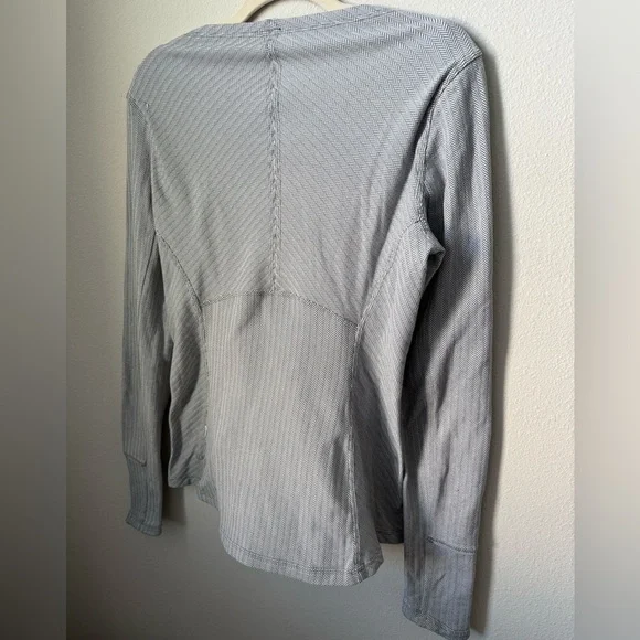 Lululemon Kanto Catch Me Long Sleeve Heathered Gray Herringbone White Slate 12 - Picture 7 of 10